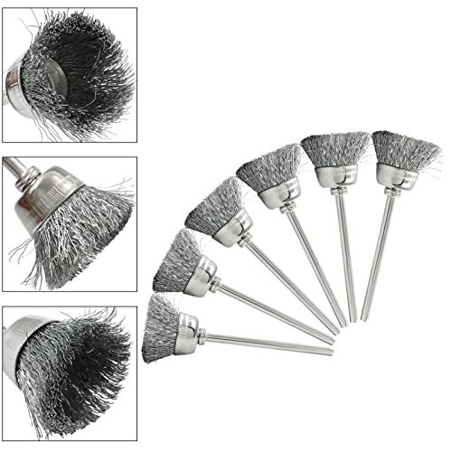 20Pcs Wire Wheel Brushes Cup-Shape Steel Wire Brushes with 3/32" Shank for Rotary Tools, Bowl-Shape Polishing Cleaning Tools - style: Cup-shape, Steel