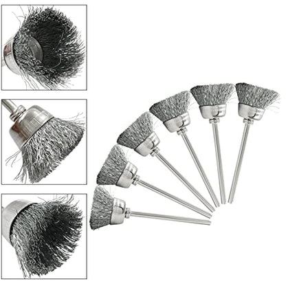 20Pcs Wire Wheel Brushes Cup-Shape Steel Wire Brushes with 3/32" Shank for Rotary Tools, Bowl-Shape Polishing Cleaning Tools - style: Cup-shape, Steel