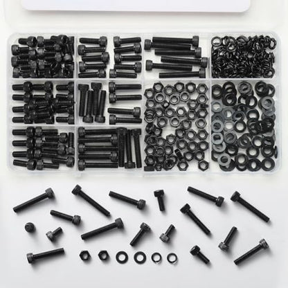 1300Pcs M2 Screws Assortment Kit,Hex Socket Head Cap Screws Bolts Nuts Washer Set,12.9 Grade Alloy Steel,Black Oxide M2 x 4/6/8/10/12/16/20mm,for 3D Printer,DIY Project - size: M2 1300PCS Socket Black