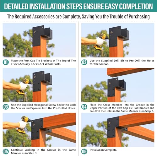 4 Pack 6''x6'' (Actual Size 5.5''x5.5'') Heavy Duty Stainless Steel Corner Post Caps Tie Bracket, Fit Connecting Wood Gazebo, Deck Patio Post and Wood Beams Bracket. (Black) - size: Corner 6"x6"(Actual 5.5"x5.5")