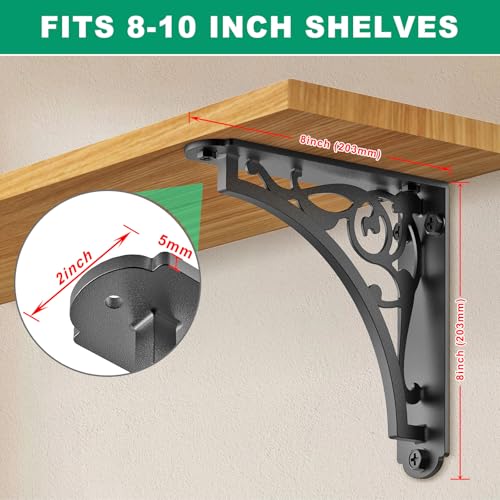 SELEWARE Heavy Duty Shelf Brackets 8" Decorative L Brackets, Classic A 2Pcs - style: Classic A-2 pack