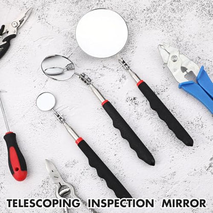 Copkim 3 Pcs Telescoping Inspection Mirror Extendable Long Handle,Black - color: Black