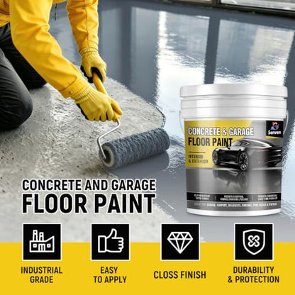 SENVEN Concrete & Garage Floor Paint Slate Gray 5 Gallon, Interior/Exterior Concrete Paint Floor Coating for Basement Floors, Porches, Driveways Concrete Coating for Decks Semi Gloss
