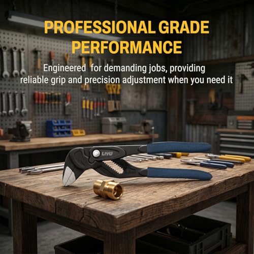 LIYU 7-Inch Adjustable Pliers Wrench, Forged CR-V Steel, Black Phosphate Rust-Resistant Finish, Comfort Non-Slip PVC Handle, Multi-Purpose Tool for Plumbing, Auto Repair & Household Maintenance