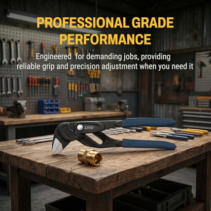 LIYU 7-Inch Adjustable Pliers Wrench, Forged CR-V Steel, Black Phosphate Rust-Resistant Finish, Comfort Non-Slip PVC Handle, Multi-Purpose Tool for Plumbing, Auto Repair & Household Maintenance