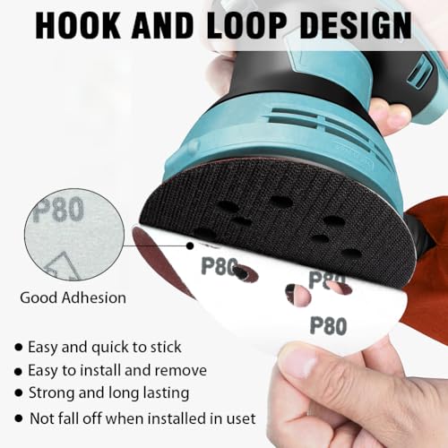 52 Pack 5 Inch 8-Hole Hook and Loop Sanding Discs Sandpaper Red Round 80 Grit Sandpaper for Random Orbital Sander - style: 80 Grit 52-Pack