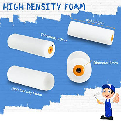 Nuogo 120 Pcs 4 Inch Foam Paint Roller Refills Mini High Density Roller - size: 4 Inch