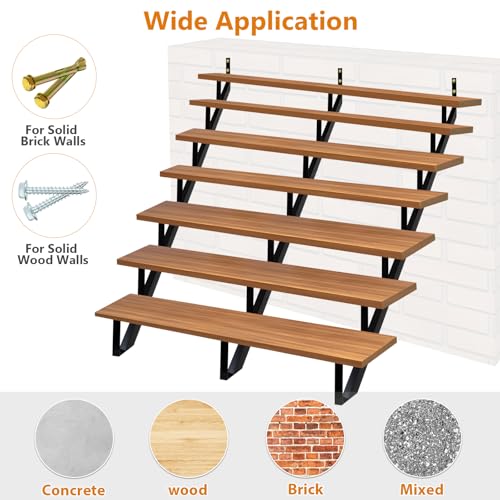 Steel Stair Riser 7 Step 3 Pack, 57" H Metal Stair Stringers for Deck - size: 7 Step