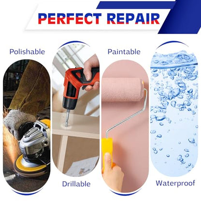 Epoxy Putty White - 8oz / 227g 2‑Part Fast Repair Pool & Plumbers Putty, Strong Adhesive Seals leaks, Cracks, Holes; Works Underwater & Above‑Water. Bonds Metal, Tile, Plastic, Ceramics for Sculpting
