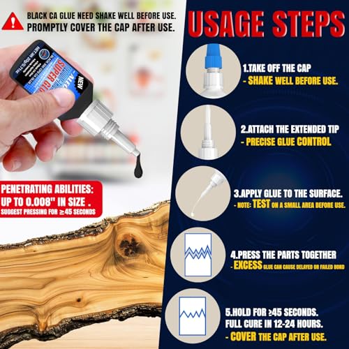 ALECPEA 20g Black CA Glue, Medium 500CPS Cyanoacrylate Super Glue