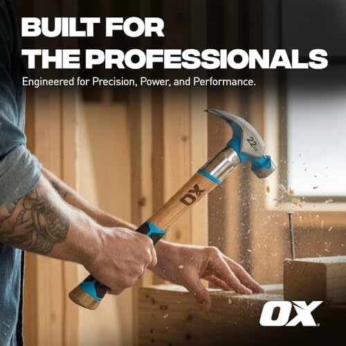 OX 22 oz Framing Hammer Milled Face with Rubber Grip Wood Handle Hammers with American Hickory - Claw Martillos De Construccion - style: 22-oz Hammer + Steel shaft & Grip
