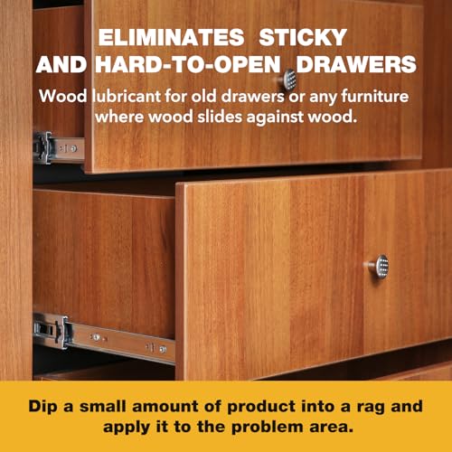Wood Lubricant & Wood Wax for Drawers, Doors, Hinges - 3.5oz