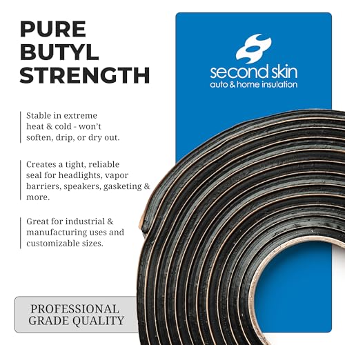 Second Skin Butyl Tape, 3 Roll (20ft x 1/2” x 1/4”), Black Sealant Tape - size: 3 Butyl Tape