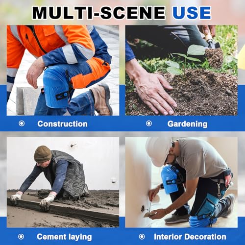 Soulchen 2 Pairs Heavy Duty Construction Knee Pads for Work, Blue - color: Blue