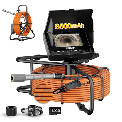 Sewer Camera, 100 ft/30 m, 4.3" Pipe Drain Inspection Camera with DVR Function and 12 Pcs LED Lights, IP68 Waterproof 23 mm Industrial Endoscope, Meter Marker, Included 32GB Card - size: 100 ft/30 m/23 mm With DVR