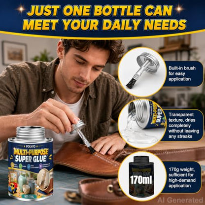 170ML Super Glue with Brush, All Purpose & Strong Adhesion, Clear