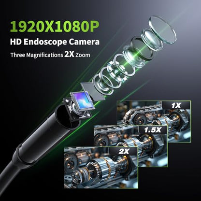 Endoscope Camera with Light, 1920P HD Borescope Tools, Dark Green(16.5FT)