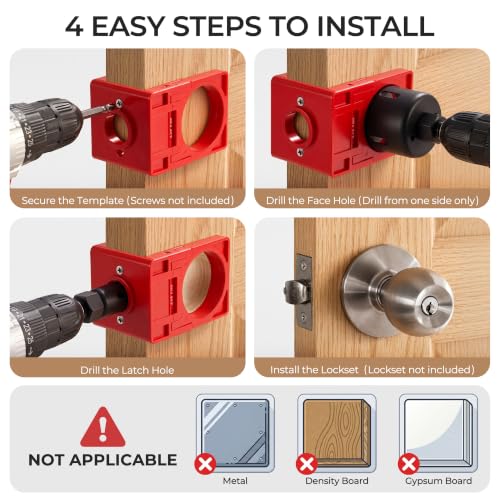 Door Hinge Jig & Lock Installation Kit, Aluminum Alloy Jig