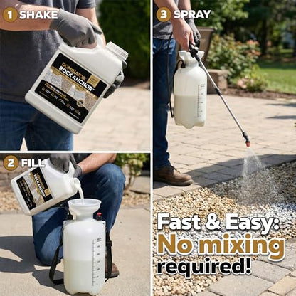 Dominator Rock Anchor 1 Gallon - Rock Glue for Landscaping Gravel & Stone, Ready to Spray, Locks in River Rock, Pea Gravel & Decorative Rock, Prevents Scattering & Washouts, Water-Based (Pack of 2) - size: 1 Gallon (Pack of 2), style: Rock Glue