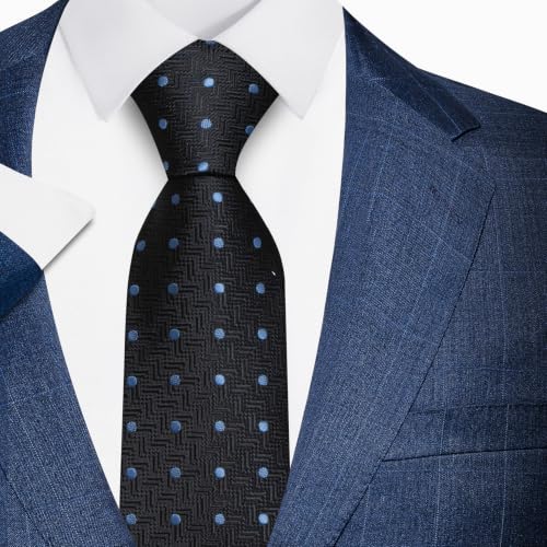 joy alice Tie For Men 6 PCS Necktie Woven Jacquard Neck Ties Set Neck Ties - color: Black