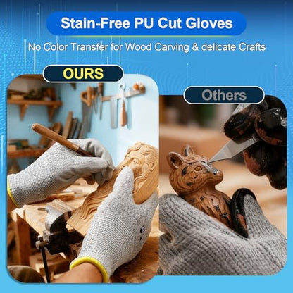 Dowellife Cut Resistant Work Gloves for Men & Women - ANSI A5 & EN388 Level 4, Breathable PU Coated, Grey Non-Marking - for Gardening, Fishing, Automotive, Construction, Wood Carving (Small, Grey) - size: Small (Pack of 12)