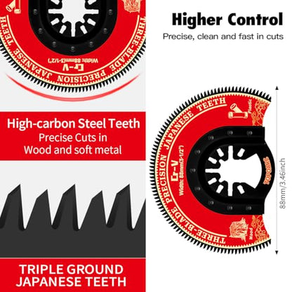 TOPOARC 13Pcs Oscillating Saw Blades, HCS Japanese Tooth