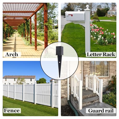2 Pcs 4 "x 4 "Fence Post Anchors Ground Spike 22"(Fit 3.6 ” X 3.6”)