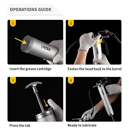 UTOOL 8000 PSI Heavy Duty Pistol Grip Grease Gun Kit, 14 oz Capacity - size: 8PCS