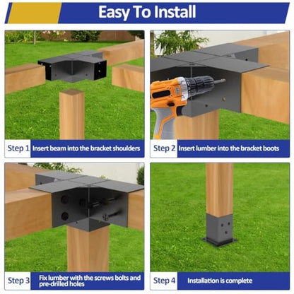 JEXALINE Heavy-Duty Pergola Bracket Kit for 4 x 4 Wood Posts