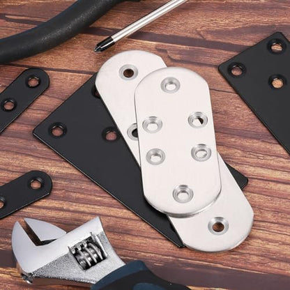 uxcell 4 Set Flat Repair Plates, 0.63 x 1.42 Inch Stainless Steel Flat Straight Brace Bracket Mending Joining Plates with Screws for Fixing Wooden Furniture Corner, Black - size: 0.63 x 1.42 Inch
