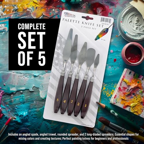 U.S. Art Supply 5-Piece Stainless Steel Palette Knife Set