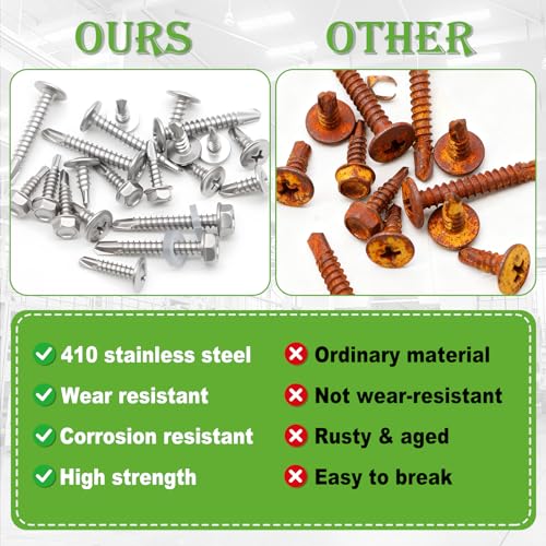 mxuteuk 1220PCS #8#10 Self Tapping Screws for Metal,410 Stainless Steel - size: SV 1220PCS #8 #10 Kit