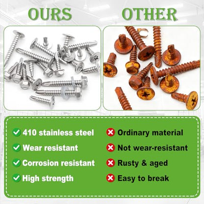 mxuteuk 1220PCS #8#10 Self Tapping Screws for Metal,410 Stainless Steel - size: SV 1220PCS #8 #10 Kit
