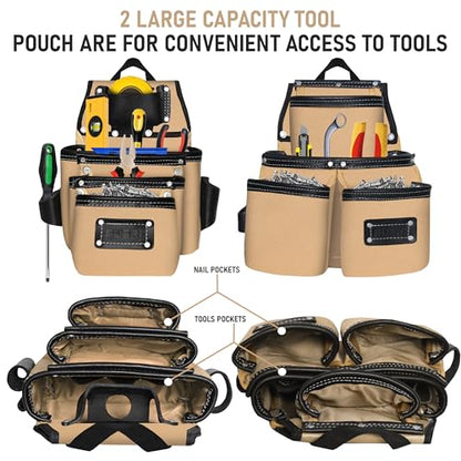 Fueri Electrician Tool Belt and Suspender Combo, Back Support Padded Belt - color: Black and Beige Tool Belt With Suspender, size: Medium ( 30'' - 36'' )