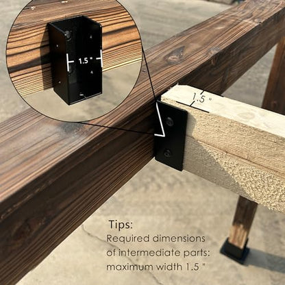 Kozyard Pergola Brackets, 4 Pack Kit 3-Way Right Angle Corner Bracket - color: Black/4Sets