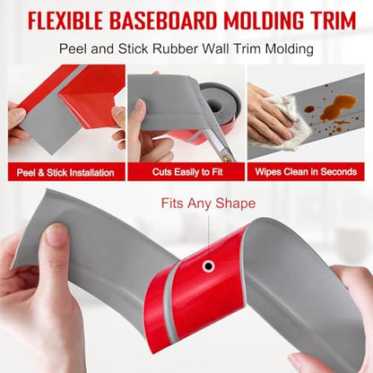 Self-Adhesive Flexible Molding Trim,Waterproof Molding,Grey,2.79inX20ft - color: Grey (2.79inX20ft)