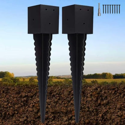2 Pcs 4"x4" Fence Post Anchor Ground Spike 24"(Actual: 3.6"x3.6") - size: 24 Inch