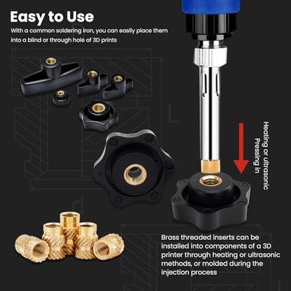 M10 Threaded Inserts-30 Pieces M10x12x12 Heat-Set Insert Brass Knurled Nuts Big Size for 3D Printing Components and Plastic Parts - size: M10x12x12mm