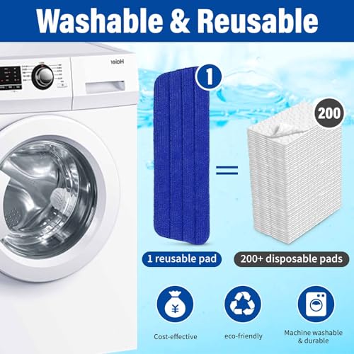 16.5" Microfiber Mop Pads Refills, 4 Pack Reusable Replacement Heads - color: 16"bluegrey*4