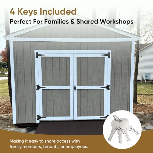 9-Piece Heavy Duty Shed Door Hardware Kit 6.5" Black T-Handle Lock with Keys 6 Anti-Sag Hinges 2 Barrel Bolts for Outdoor Sheds, Barns & Wooden Fence Gates