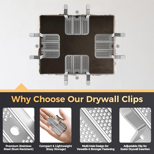 16 Pack Drywall Repair Clips,Easy Install Drywall Clips, Drywall Patch Clip - color: Silver-16