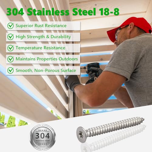50 Pcs #8 x 1-1/2 Torx Flat Head Sheet Metal Screws with Bit, 304 Stainless Steel 18-8, 6-Lobe Star Drive Self Tapping Screws for Decking & Door Frames - size: #8 x 1-1/2"