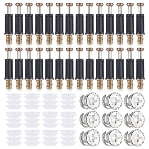 Cam Lock Nuts and Cams Screws, 20 Sets Cam Locks for Furniture M6 X 35mm 3-in-1 Eccentric Hardware Wheels Cams Connector Bolt Fittings Fasteners Hardware Parts - size: M6 X 35mm