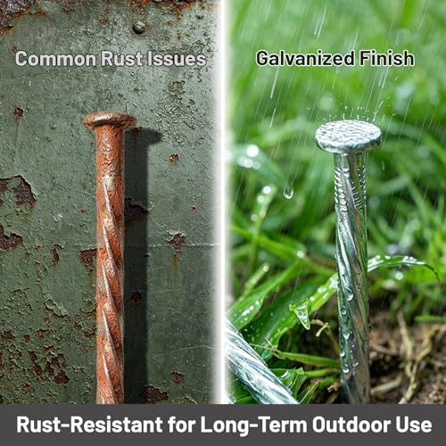 10 Inch Galvanized Landscape Spikes, Spiral Ground Stakes，50 Pack