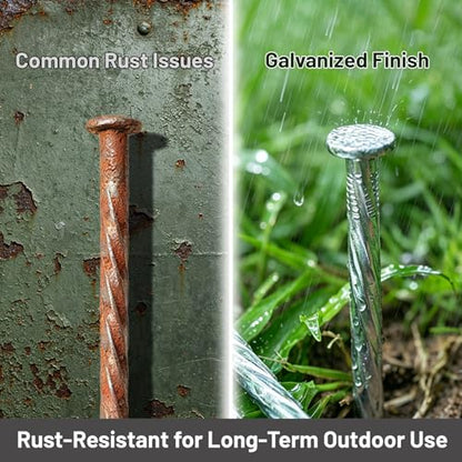 10 Inch Galvanized Landscape Spikes, Spiral Ground Stakes，50 Pack