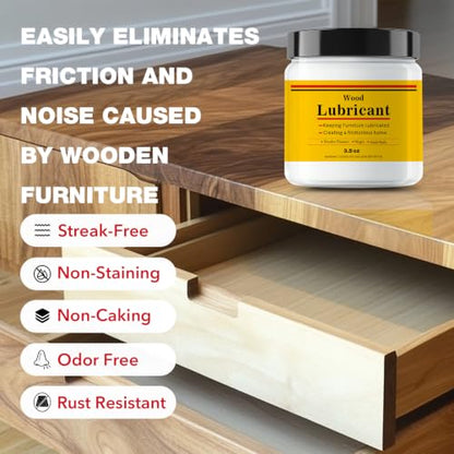 Wood Lubricant & Wood Wax for Drawers, Doors, Hinges - 3.5oz