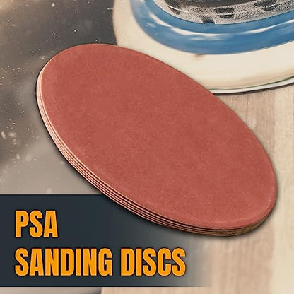 POWERTEC 110344 9 Inch PSA Sanding Discs & Abrasive Cleaning Stick Set | Assorted Sandpaper 30PK - 5 Each of 60,80,100,120,180,240 Grits for Drywall, Woodworking, Random Orbital Sanders, DA Sanders - style: 60-240 Grits, w/ Cleaning Stick