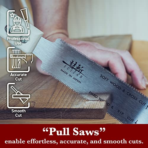 SUIZAN Ryoba Double Edge Saw 6" - Japanese Pullsaw Hand Saws Wood Cutting - size: 6 Inch (150mm), style: 6 Inch (150mm) Hand Saw
