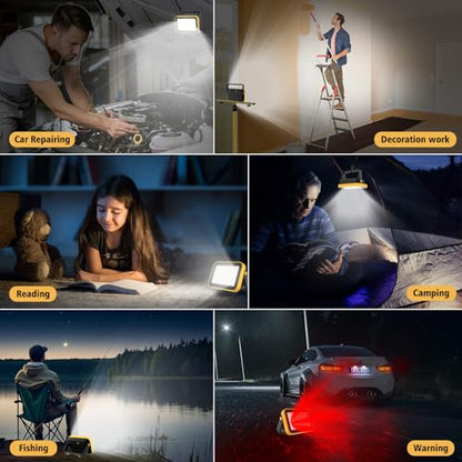 AUMIO USB Rechargeable COB Work Light, 5 Lighting Modes, Compact 180° Stand - color: Yellow
