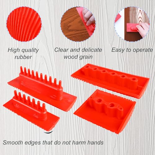 5 Pcs Wood Graining Tools, Soft Rubber Wood Graining Knurling Tool DIY Painting Look Like Natural Wood Grain Brushes Wood Pattern Faux Wood Texture for Decorative Painting